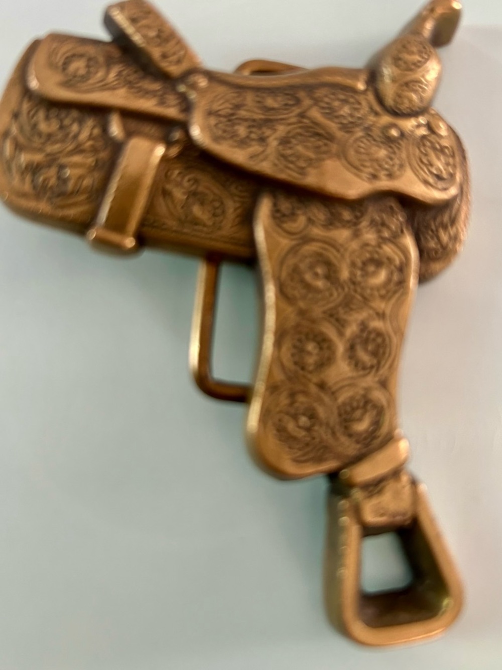 Vintage 1979 Baron Solid Brass Horse Saddle Belt Buckle